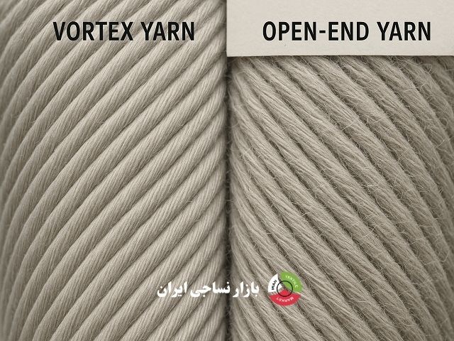 مقایسه سطح نخ ورتکس و نخ اپناند از نظر پرزدهی مقایسه میکروسکوپی نخ ورتکس با نخ اپن اند
