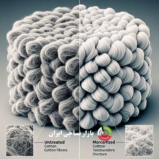 مقایسه ساختار الیاف پنبه قبل و بعد از مرسریزاسیون تصویر میکروسکوپی از الیاف پنبه مرسریز شده و نشده