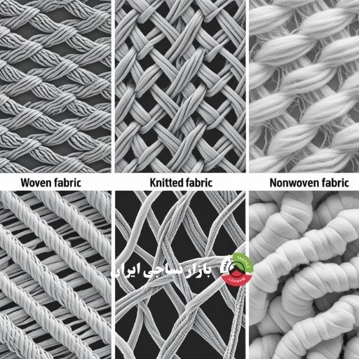 تصویر میکروسکوپی از انواع بافت پارچه تاری‌پودی، حلقوی و بی‌بافت