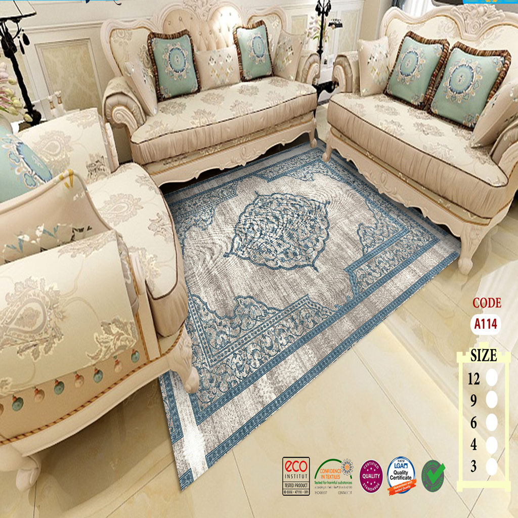 روفرشی کشدار مخمل شانل آبی رنگ طرح وینتیجی کد 114