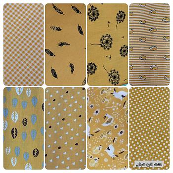 پارچه پوپلین فیلور زمینه خردلی