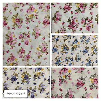 پارچه پوپلین فیلور طرح گلدار زمینه سفید